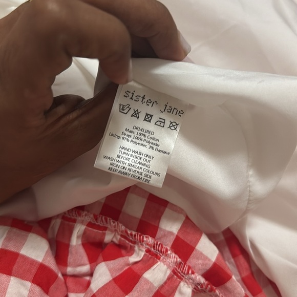 SISTER JANE Love Note Gingham Midi Dress In Red And White size XS - Picture 13 of 13